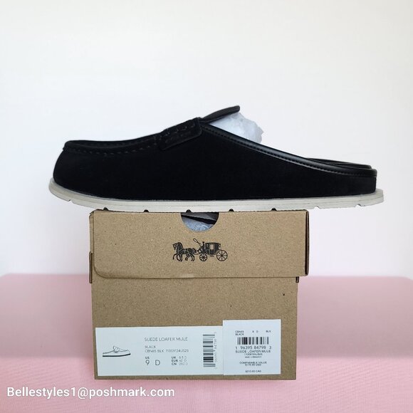 COACH Men’s Suede Loafer Mule- Men’s US Size: 9D - Black color⭐ main image 14